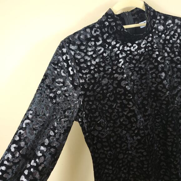 525 America Black Leopard Velvet Dress Size M - Picture 4 of 12